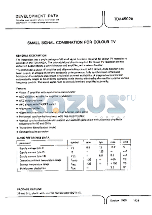 TDA4502A datasheet - SMALL SIGNAL COMBINATION IC FOR COLOUR TV