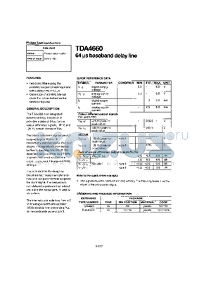 TDA4660 datasheet - 64 uS BASEBAND DELAY LINE