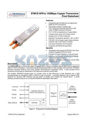 STM1E-SFPXX datasheet - 155Mbps Copper Transceiver
