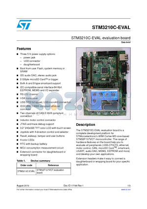 STM3210C-EVAL datasheet - STM3210C-EVAL evaluation board