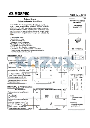 SK16 datasheet - Suface Moint Schottky Barrier Rectifiers