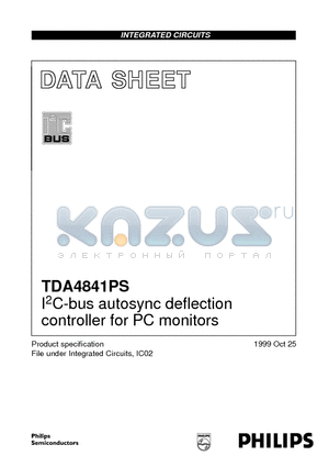 TDA4841PS datasheet - I2C-bus autosync deflection controller for PC monitors