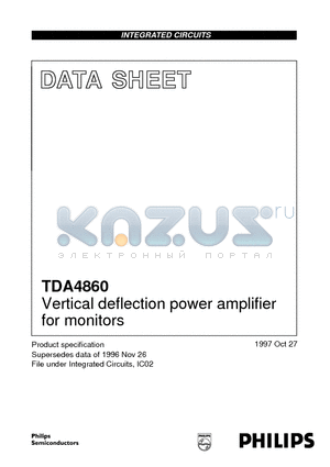 TDA4860 datasheet - Vertical deflection power amplifier for monitors
