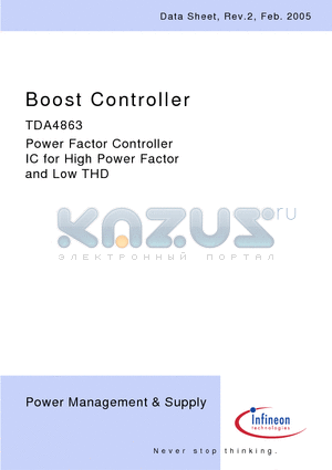 TDA4863 datasheet - Power Factor Controller IC for High Power Factor and Low THD