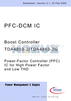 TDA4863-2 datasheet - Power-Factor Controller (PFC) IC for High Power Factor and Low THD