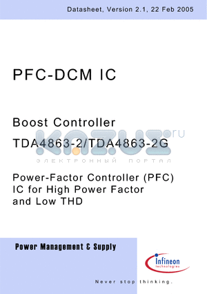 TDA4863-2G datasheet - Power-Factor Controller (PFC) IC for High Power Factor and Low THD