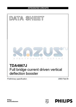 TDA4867J datasheet - Full bridge current driven vertical deflection booster