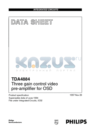 TDA4884 datasheet - Advanced monitor video controller for OSD