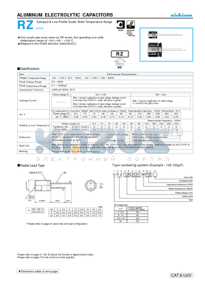 URZ0J101MHD datasheet - ALUMINUM ELECTROLYTIC CAPACITORS
