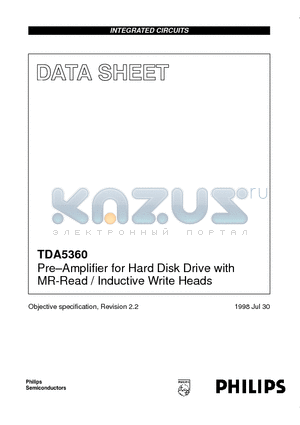 TDA5360 datasheet - Pre-Amplifier for Hard Disk Drive with MR-Read / Inductive Write Heads