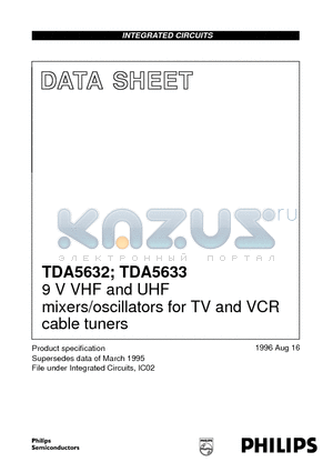 TDA5633T datasheet - 9 V VHF and UHF mixers/oscillators for TV and VCR cable tuners