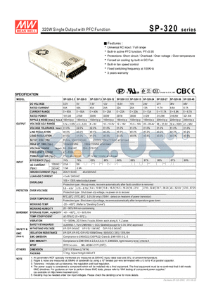 SP-320-24 datasheet - 320W Single Output with PFC Function
