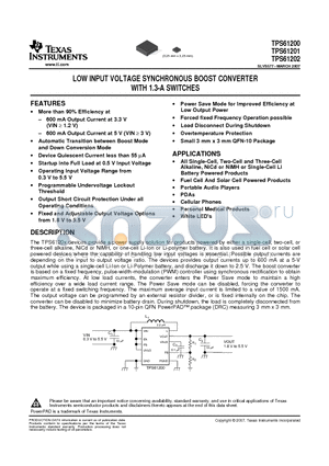 TPS61202DRCR datasheet - LOW INPUT VOLTAGE SYNCHRONOUS BOOST CONVERTER WITH 1.3-A SWITCHES