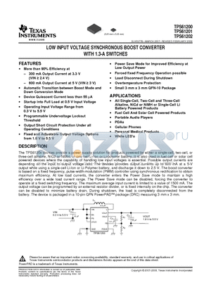 TPS61202DSC datasheet - LOW INPUT VOLTAGE SYNCHRONOUS BOOST CONVERTER WITH 1.3-A SWITCHES