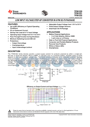 TPS61221DCKR datasheet - LOW INPUT VOLTAGE STEP-UP CONVERTER IN 6 PIN SC-70 PACKAGE