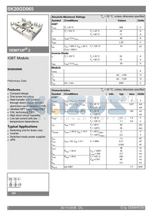 SK20GD065_0610 datasheet - IGBT Module
