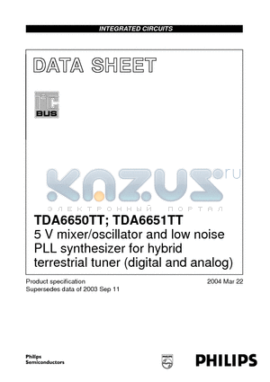 TDA6650 datasheet - 5 V mixer/oscillator and low noise PLL synthesizer for hybrid terrestrial tuner (digital and analog)