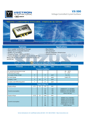 VXCO-5000-DAT-K datasheet - Voltage Controlled Crystal Oscillator