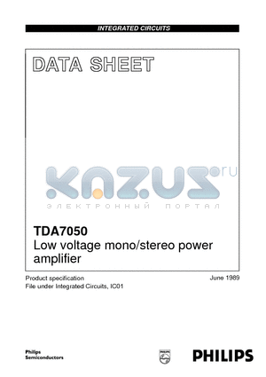 TDA7050 datasheet - Low voltage mono/stereo power amplifier