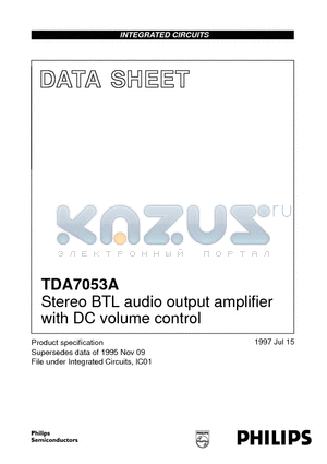 TDA7053A datasheet - Stereo BTL audio output amplifier with DC volume control
