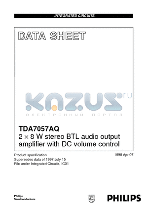 TDA7057AQ datasheet - 2 x 8 W stereo BTL audio output amplifier with DC volume control