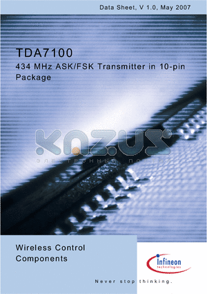 TDA7100 datasheet - 434 MHz ASK/FSK Transmitter in 10-pin Package