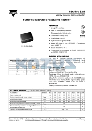 S2A datasheet - Surface Mount Glass Passivated Rectifier