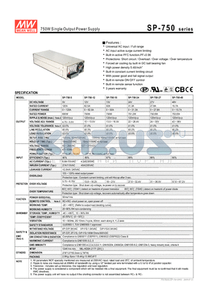 SP-750-27 datasheet - 750W Single Output Power Supply