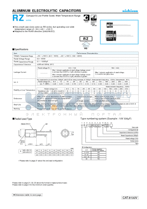 URZ2C102MDD datasheet - ALUMINUM ELECTROLYTIC CAPACITORS