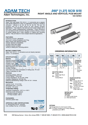 S2ASR1203BL1 datasheet - .050 [1.27] SCSI II/III RIGHT ANGLE AND VERTICAL PCB MOUNT