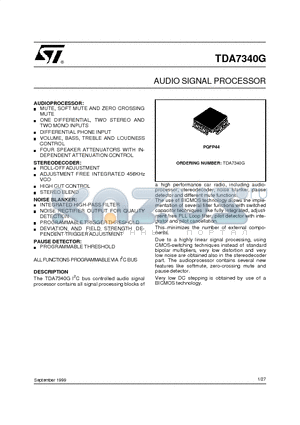 TDA7340G datasheet - AUDIO SIGNAL PROCESSOR