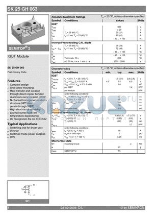 SK25GH063 datasheet - IGBT Module
