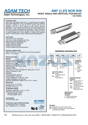 S2ASR682TFA1 datasheet - .050 [1.27] SCSI II/III RIGHT ANGLE AND VERTICAL PCB MOUNT