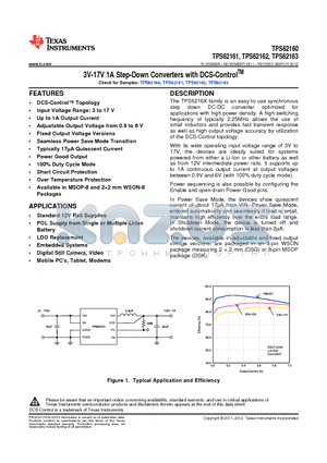 TPS62163DSGT datasheet - 3V-17V 1A Step-Down Converters with DCS-ControlTM
