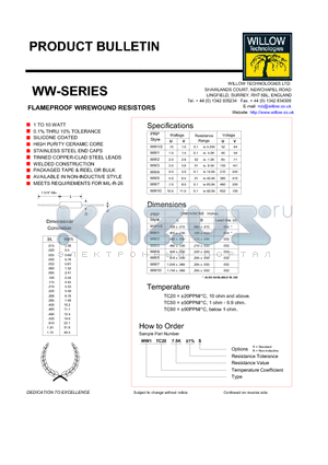 WW4TC20 datasheet - FLAMEPROOF WIREWOUND RESISTORS