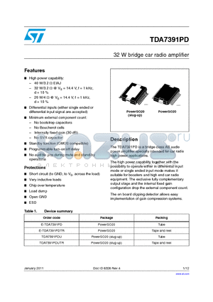 TDA7391PD_11 datasheet - 32 W bridge car radio amplifier