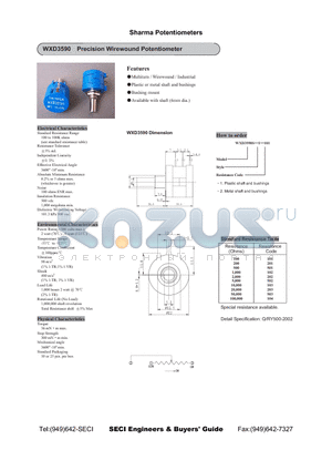 WXD3590S-1-501 datasheet - Precision Wirewound Potentiometer