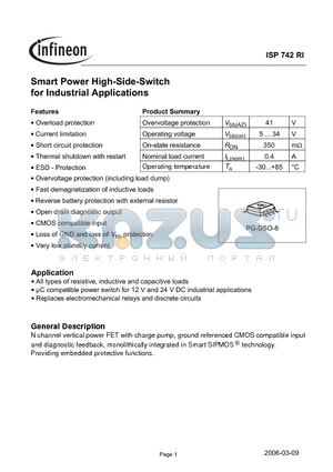 SP000221229 datasheet - Smart Power High-Side-Switch for Industrial Applications