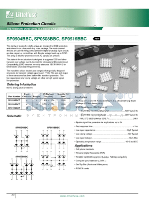 SP0504BBC datasheet - SP0504BBCT - TVS Avalanche Diode Array in a Bipolar Chip Scale Package