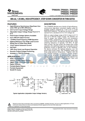 TPS62223DDC datasheet - 400-mA, 1.25-MHz, HIGH-EFFICIENCY, STEP-DOWN CONVERTER IN THIN-SOT23