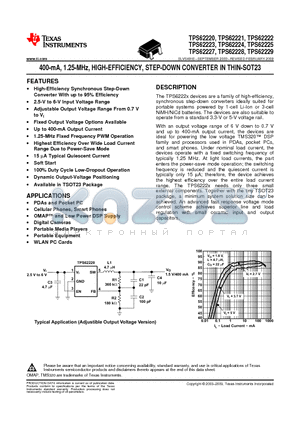 TPS62223DDCR datasheet - 400-mA, 1.25-MHz, HIGH-EFFICIENCY, STEP-DOWN CONVERTER IN THIN-SOT23