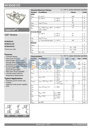 SK30GB123 datasheet - IGBT Module