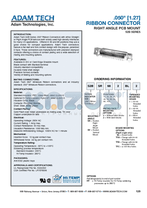 S2BSR1003TFA1 datasheet - .050 [1.27] RIBBON CONNECTOR RIGHT ANGLE PCB MOUNT