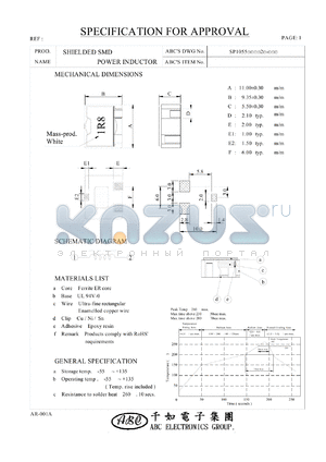 SP10551R3M2 datasheet - SHIELDED SMD POWER INDUCTOR