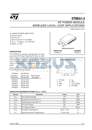 STM376-2 datasheet - RF POWER MODULE WIRELESS LOCAL LOOP APPLICATIONS