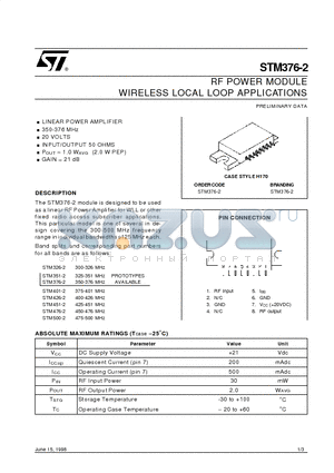 STM426-2 datasheet - RF POWER MODULE WIRELESS LOCAL LOOP APPLICATIONS