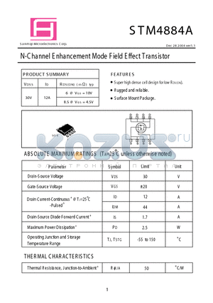 STM4884A datasheet - N-Channel E nhancement Mode F ield E ffect Transistor