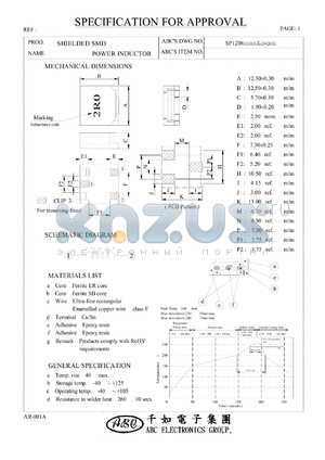 SP12061R3YL datasheet - SHIELDED SMD POWER INDUCTOR