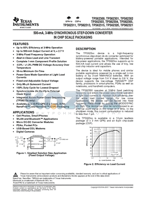 TPS62301 datasheet - 500-mA, 3-MHz SYNCHRONOUS STEP-DOWN CONVERTER IN CHIP SCALE PACKAGING