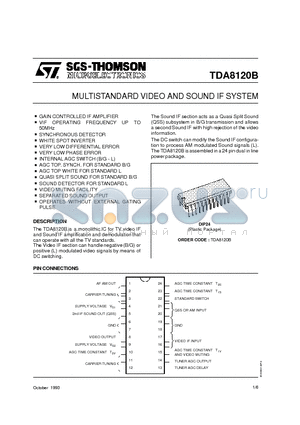 TDA8120B datasheet - MULTISTANDARD VIDEO AND SOUND IF SYSTEM